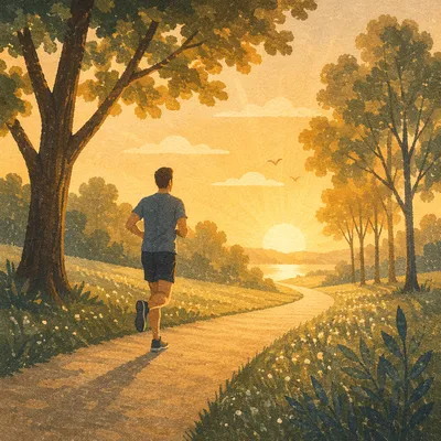 Sunrise Jogging Path in Golden Light