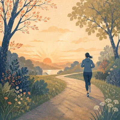 Sunrise Jogging Path in Golden Light