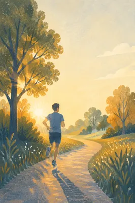 Sunrise Jogging Path with Golden Morning Light