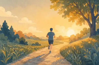 Sunrise Runner on Peaceful Jogging Path