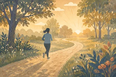 Sunrise Jogging Path in Golden Light