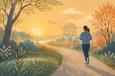 Sunrise Runner on Quiet Outdoor Path