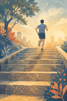 Sunrise Stair Workout in Urban Park