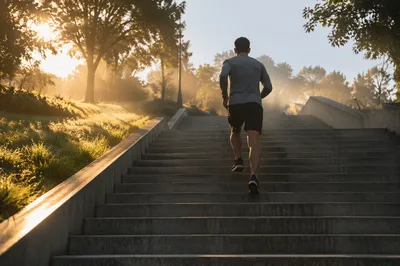 Sunrise Stair Workout in Urban Park