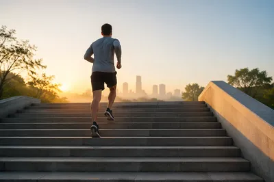 Sunrise Stair Workout in Urban Park