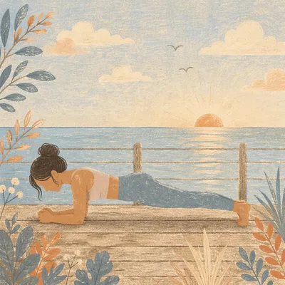 Sunrise Beach Plank Fitness Meditation