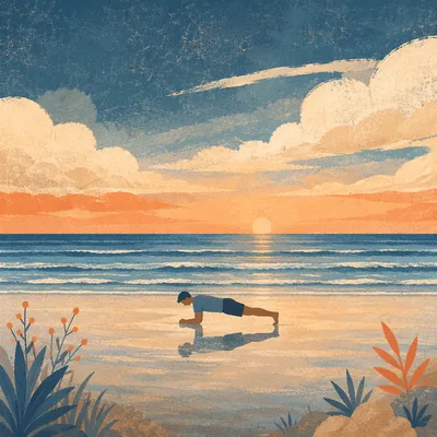 Sunrise Beach Plank Wellness Silhouette