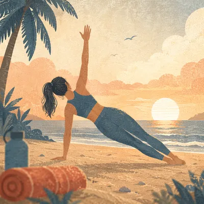 Sunrise Beach Side Plank Workout