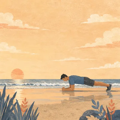 Sunrise Beach Plank Wellness Silhouette