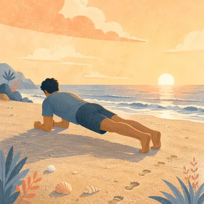 Sunrise Beach Plank Workout in Folk Art