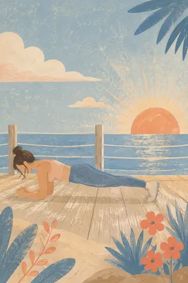 Sunrise Beach Plank Wellness Exercise