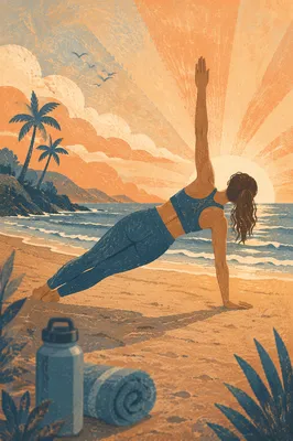 Sunrise Beach Side Plank Fitness Moment