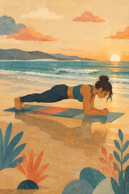 Sunrise Beach Plank Fitness Practice