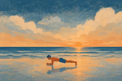 Sunrise Beach Plank Wellness Silhouette