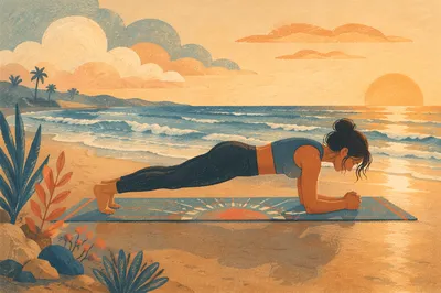 Sunrise Beach Plank Fitness Workout