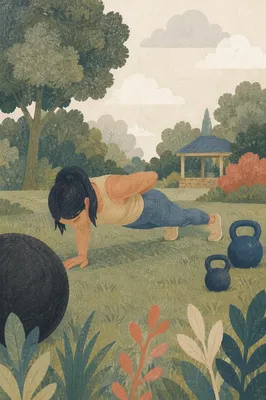 Outdoor Push-Up Workout in Peaceful Park