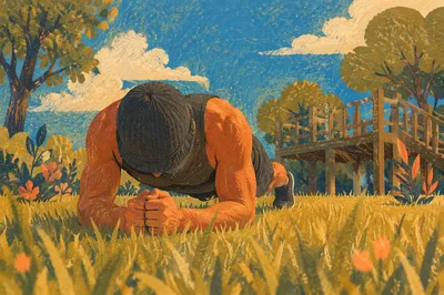 Outdoor Grass Push Up Fitness Workout