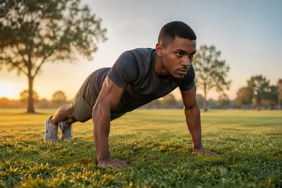 Man Doing Push Ups on Grass