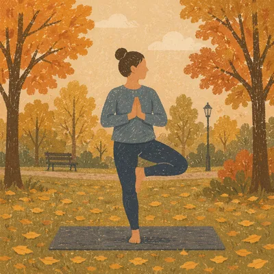 Autumn Park Yoga Tree Pose