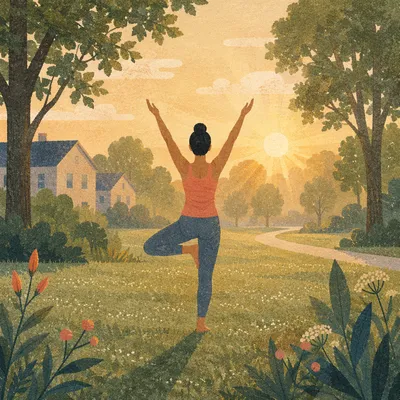 Peaceful Tree Pose at Sunrise Park