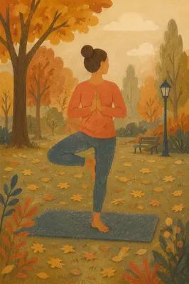 Autumn Park Yoga Tree Pose