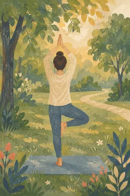 Morning Tree Pose in Peaceful Park