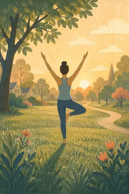 Peaceful Tree Pose at Sunrise Park