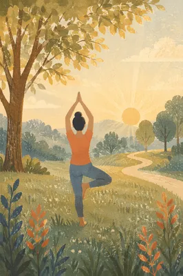 Sunrise Tree Pose in Peaceful Park