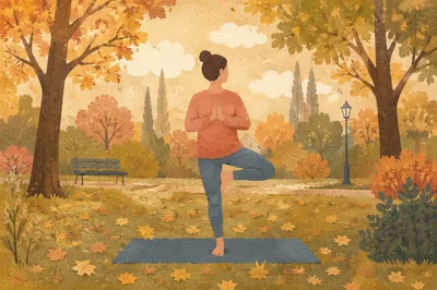 Autumn Park Yoga Tree Pose