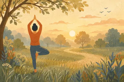 Sunrise Tree Pose in Peaceful Park