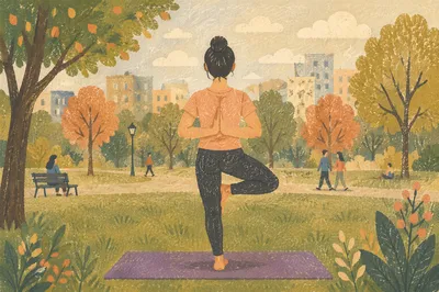 Tree Pose Yoga in City Park