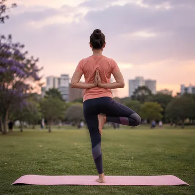 Peaceful Tree Pose Yoga in Park