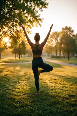 Sunrise Tree Pose in Peaceful Park