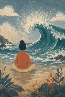 Ocean Wave Meditation at Misty Shoreline