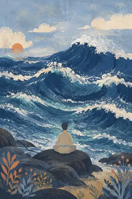 Ocean Wave Meditation on Coastal Rock