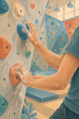Hands Gripping Indoor Climbing Wall Holds