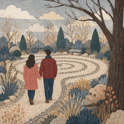 Peaceful Garden Labyrinth Meditation Walk