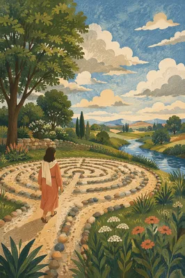 Garden Labyrinth Walk for Mindful Meditation