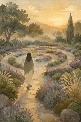 Peaceful Garden Labyrinth Morning Walk