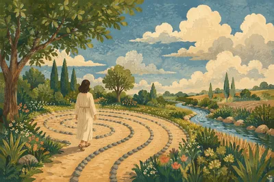 Peaceful Garden Labyrinth Meditation Walk