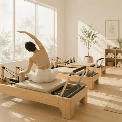 Bright Morning Pilates Reformer Studio Scene