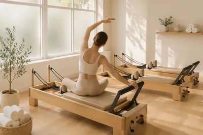 Bright Morning Pilates Reformer Studio Scene