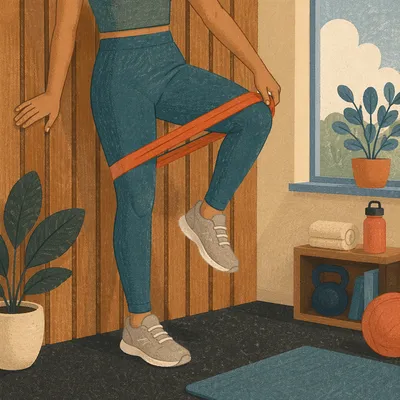 Home Resistance Band Leg Workout Close-Up