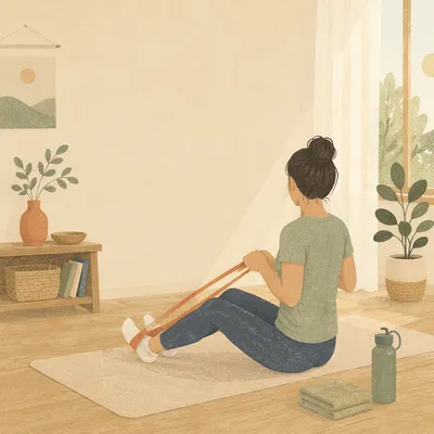 Resistance Band Home Workout Morning Scene