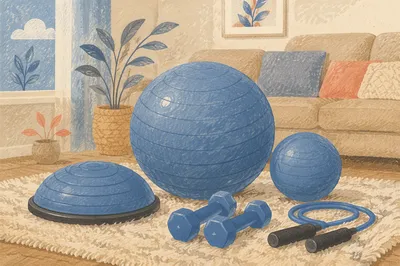 Blue Resistance Band Home Workout Setup