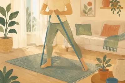 Resistance Band Home Workout in Morning Light