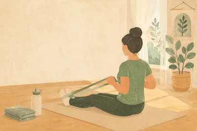 Resistance Band Home Workout in Calm Living Room