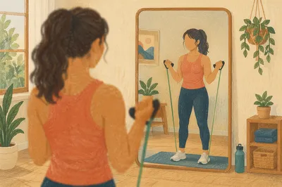 Home Resistance Band Workout by Mirror