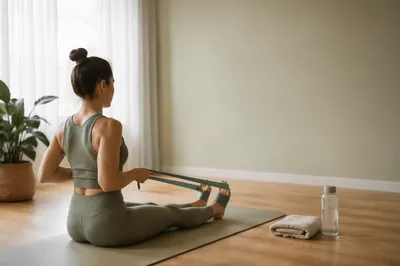 Resistance Band Home Workout in Morning Light