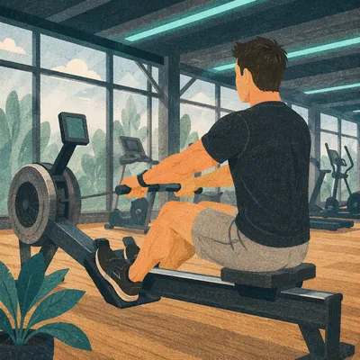 Close Up Rowing Machine Cardio Workout